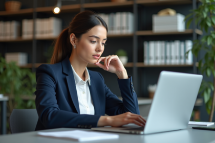Femme professionnelle vérifiant ses emails au bureau