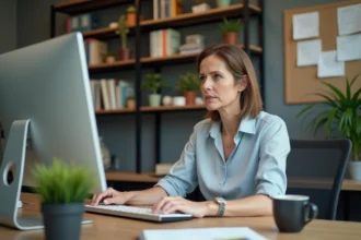 Femme d'affaires organisée dans son bureau moderne
