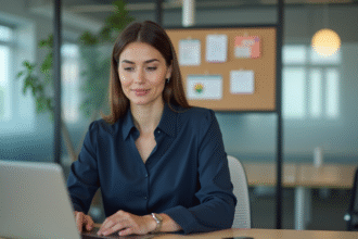 Femme professionnelle organisant ses emails au bureau