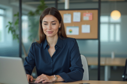 Femme professionnelle organisant ses emails au bureau