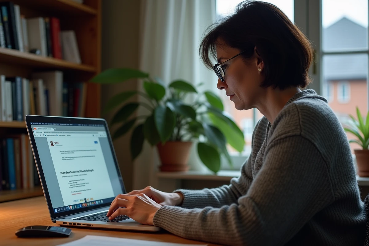 Femme travaillant depuis chez elle confrontée à un problème d'installation du plugin Silverlight sur son ordinateur portable