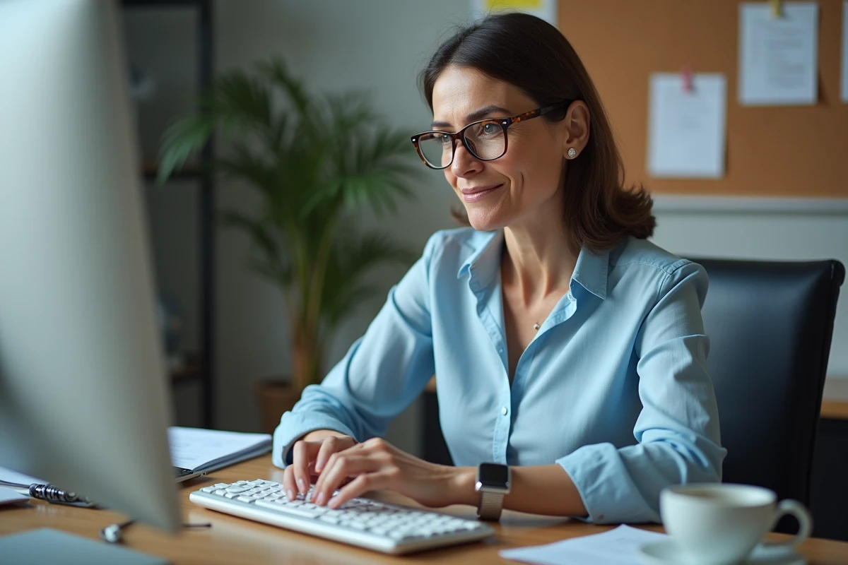 Femme examinant un message d