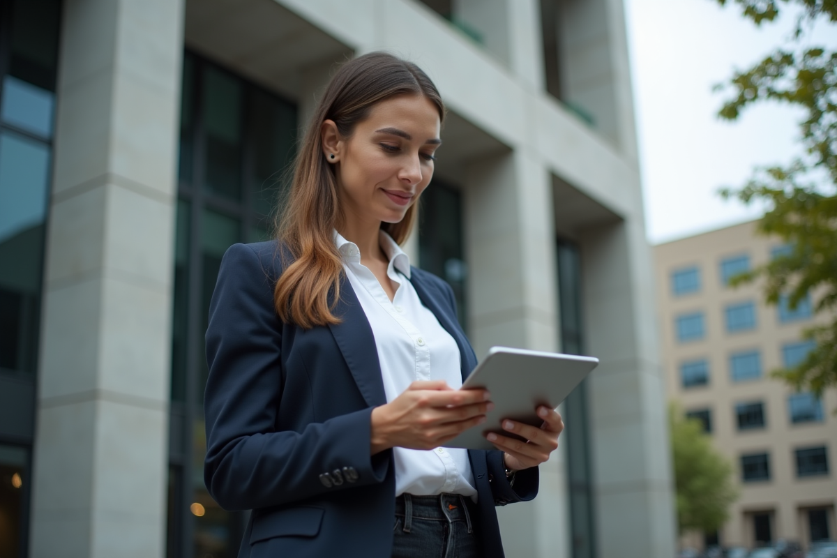 Femme professionnelle avec tablette d