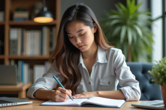 Jeune femme professionnelle en train de revoir ses objectifs
