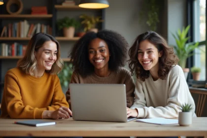 Groupe de jeunes adultes en réunion collaborative