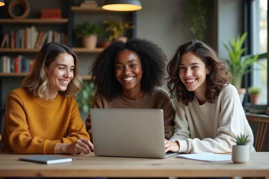 Groupe de jeunes adultes en réunion collaborative