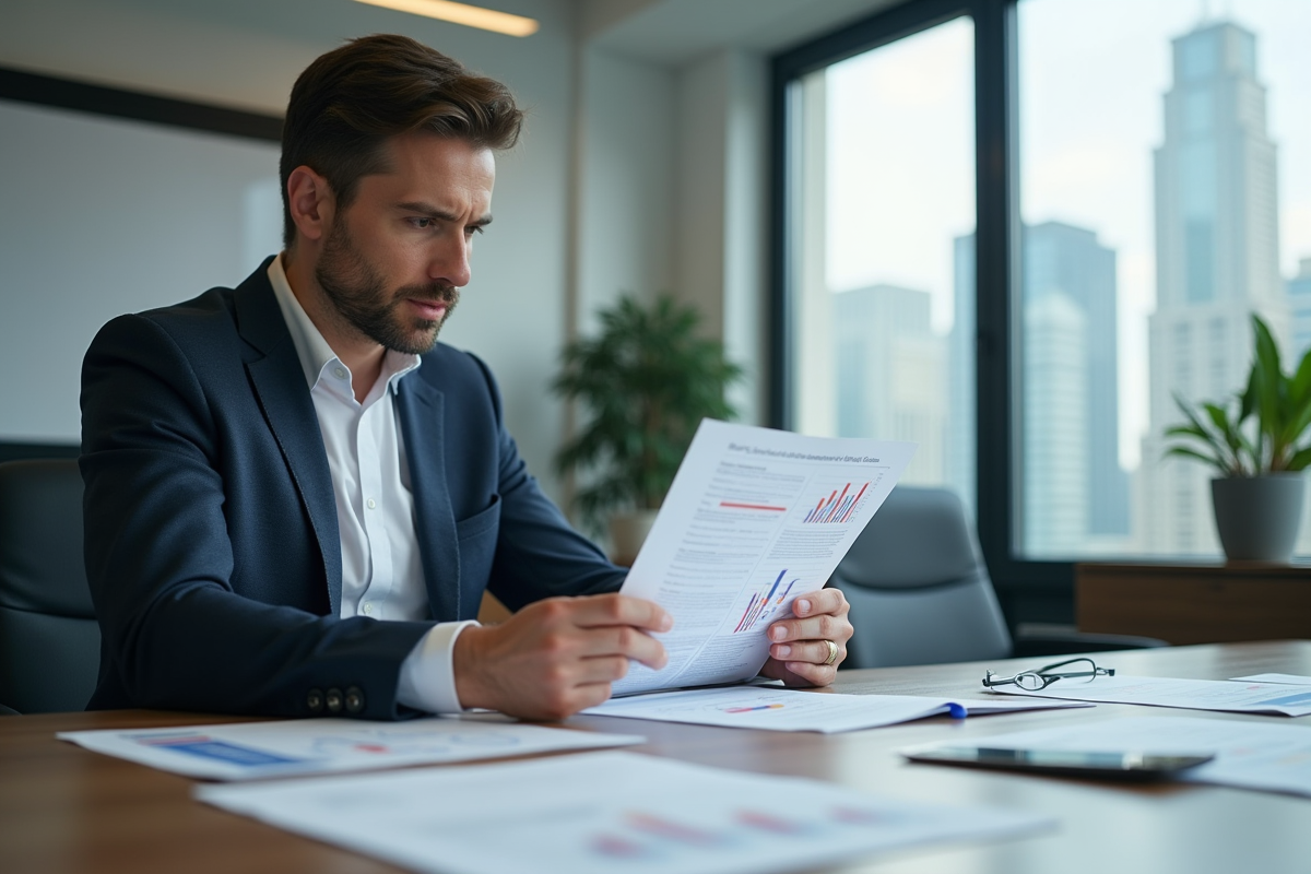 Professionnel analysant un rapport SEO lors d