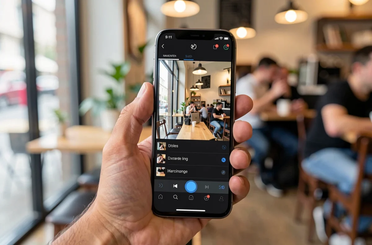 Smartphone affichant une application de retouche photo