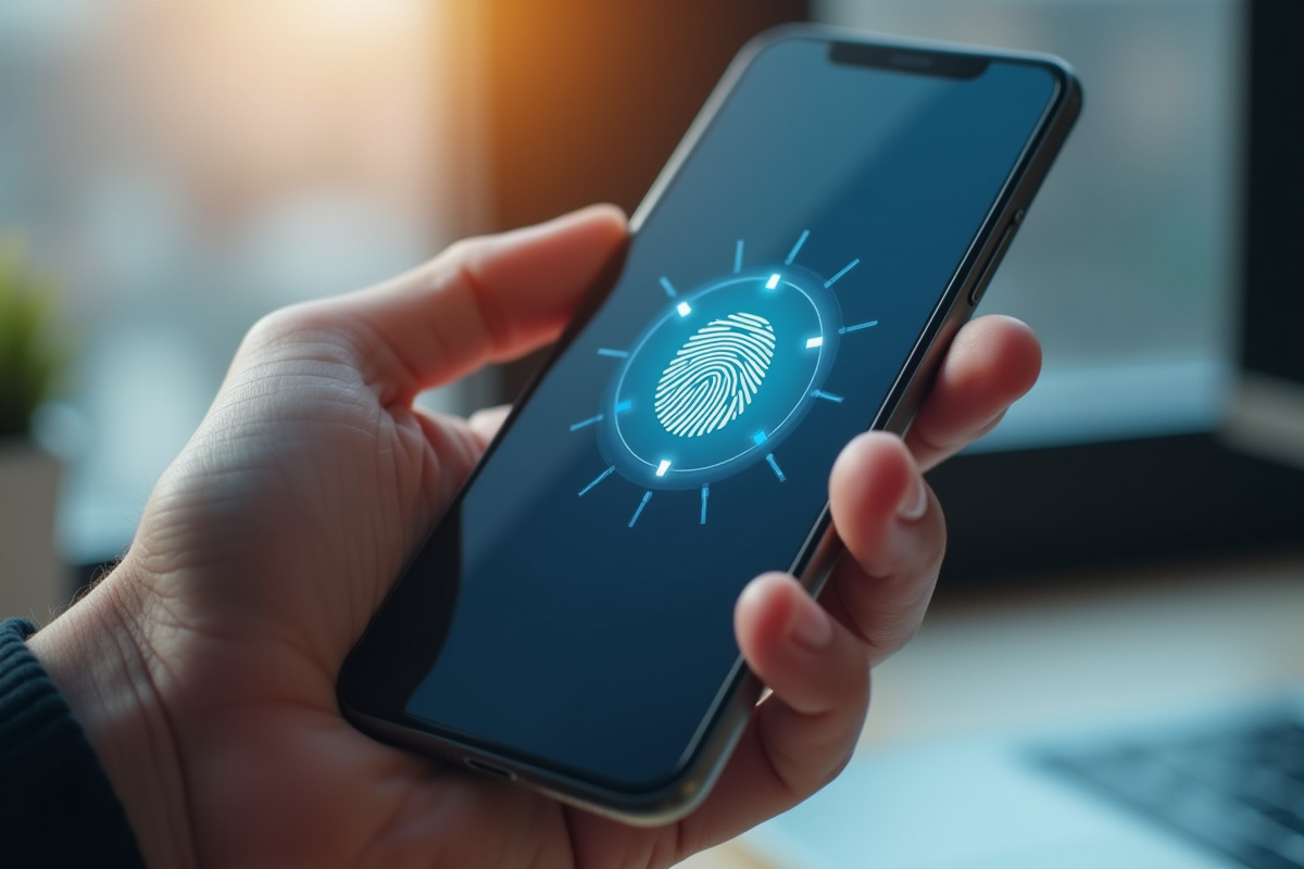 Gros plan sur un smartphone avec reconnaissance d