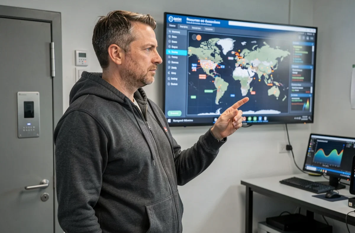 Ingénieur en cybersécurité analysant des menaces pour une PME dans les Bouches-du-Rhône