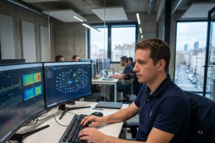 Technicien informatique d'une société d'infogérance à Lyon travaillant sur des tableaux de bord de supervision réseau
